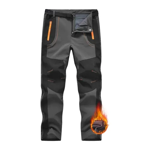 【Creator's Pick】YSENTO Men's Snow Ski Pants S-4XL Plus Size Waterproof Fleece Lined Joggers with Belt, Winter Outdoor Work Trousers High Rise  for Hiking Camping Ice Fishing