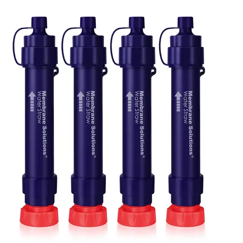 Membrane Solutions Wakiwaki WS02 Compact Outdoor Water Filter Straw - 4-Stage Detachable Filter, 0.1-Micron Purifier with Backwash System for Camping Supplies, Hiking, Emergency Survival