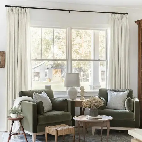 TWOPAGES Liz 1Pc Faux Linen Ready Made Pinch Pleat Curtain Panel - Light Filtering Unlined Drapes, Eco-Friendly OEKO-TEX Certified Linen-Textured Fabric, Adjustable Pin Hooks for Bedroom & Home Decor, Back to School＆Deals For You