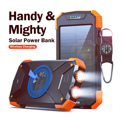 BLAVOR 37000 mWh Solar Charger Power Bank - Portable Wireless Mobile Charger with 20W Fast Charging, USB-C Function, Dual Flashlight for Camping, Back to School Haul, On the Road Solar Battery Bank, Portable Charger,back to school,back to school haul