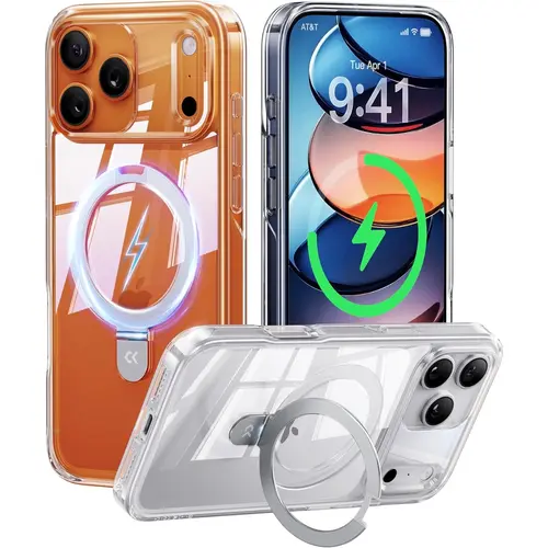 CASEKOO Ultra Clear Magnetic Stand iPhone 17 Pro Max Case [Compatible with MagSafe] [16FT Military-Grade Protection] Transparent Slim Phone Ring 17 Pro Max Phone Cover 6.9 inch, Clear Smartphone Cellphone Shockproof case compatible with Screen Protector