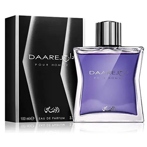 Rasasi Daarej Pour Homme EDP Spray for Men, 100ml/3.4 fl oz, Long-Lasting Amber-Spicy-Woody Fragrance with Vanilla, Sandalwood & Oudh Resin Depth, Arabic Inspired Scent, Natural Blend, Good Smelling Man Fragrances