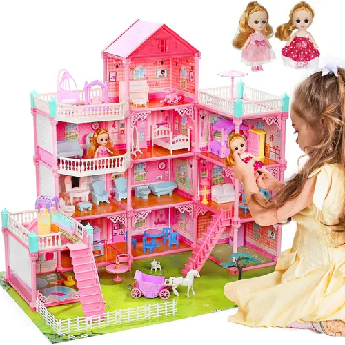 11-Room ABS Plastic Dollhouse for Girls, Large Role Play Set Toys, 31" L × 28" W × 27" H Assembly-Required Playhouse, Ideal Spring Gift (Lights Not Included)#backtoschool #sohochic