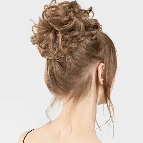 Women's Synthetic Messy Curly Hairpiece Bun - Elastic Band, Cute Casual Accessories, Fast Hair Fix, Daily-Use Wavy Extensions
