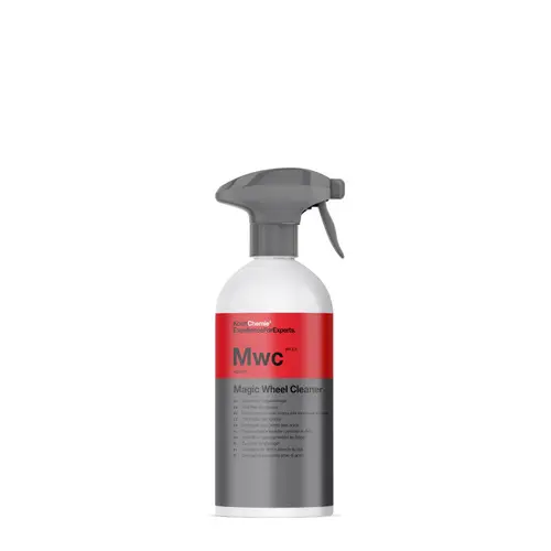 Koch Chemie Magic Wheel Cleaner MWC | Fast Brake Dust and Road Film Breakdown | Rinse Clean Finish on Faces Barrels and Lug Recesses | Even Wetting on Spoke Designs | Safer Agitation With Soft Tools