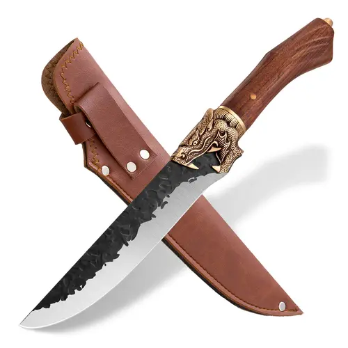 【Summer Sale】Purple Dragon Hand Forged Kitchen Knives Sharp Boning Blade Knife with Leather Bag and Gift Box German Steel 7Cr17Mov 7 inch BlackFriday Gift,Perfect Father's Day  Gift!FallFreshness, Kitchenware, Chef Knives, Cutting