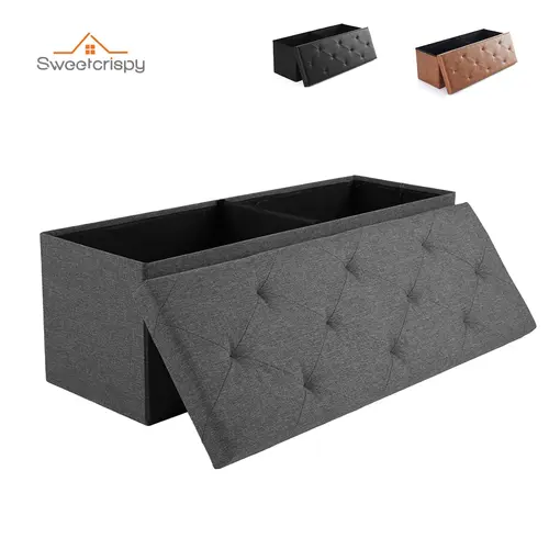 【New Color】Folding Storage Ottoman Bench, Foot Rest Stools with Padded Seat, Large Toy Box with Seating, Bedroom, End of Bed, Entryway,dorm essentials,home decor