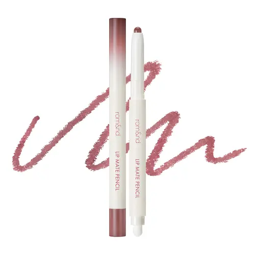 rom&nd Lip Mate Pencil - Matte Sculpting Pencil-Shaped Lipliner for Overlined Lips, Smudge-Proof Dual-Ended with Finger Brush, Natural Contouring, 0.5g Lipliner Product, Matte Lip Pencil