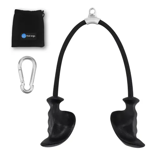 HXD-ERGO Tricep Rope Cable Attachment, Heavy-Duty Nylon Training Equipment for Gym Pulley Systems with Ergonomic Handles, Supports 950 lbs, Includes Bag & Snap Rings, Cable Exercises, Anti-Slip Grip, Tpe Rubber, Extra Bag Keeps It Organized, Beginners
