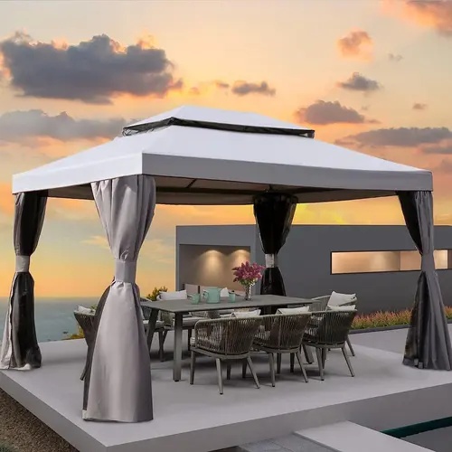 GRAND PATIO 10x13 Rectangular Outdoor Curtain - Blackout Fabric Blocks Glare, Modern Minimal Design, Decor & Privacy, Sunshades for Patio, Fabric Only, Frame Sold Sep.