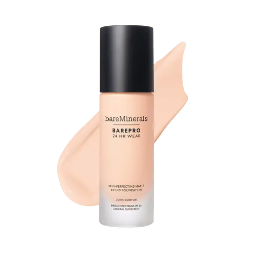 bareMinerals BAREPRO 24HR Wear Skin-Perfecting Matte Liquid Foundation Mineral SPF 20 - Brightening, Full Coverage Finish