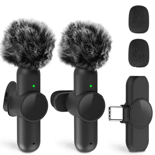 Portable Wireless Lavalier Microphone, Wireless Mics, Set Wireless Collar Clip Mic for iPhone, Android Phone, Plug-play Lapel Mic, Usb Rechargeable Mic for Video Recording, Teaching, Interviews, Podcast, Tiktok & Vlog, Live Streaming Equipment