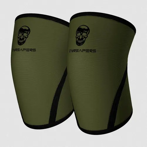 Gymreapers 7MM Neoprene Knee Sleeves Ranger Green Pair for Squats Deadlifts Leg Day Powerlifting Support with Reinforced Stitching USAPL IPF USPA Approved & Free Gym Bag Included
