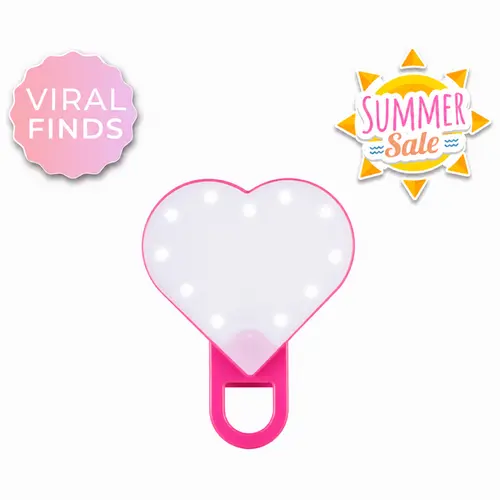 RIKI Sweetheart Clip-On Selfie Light & Makeup Mirror with 5 Adjustable Brightness Settings