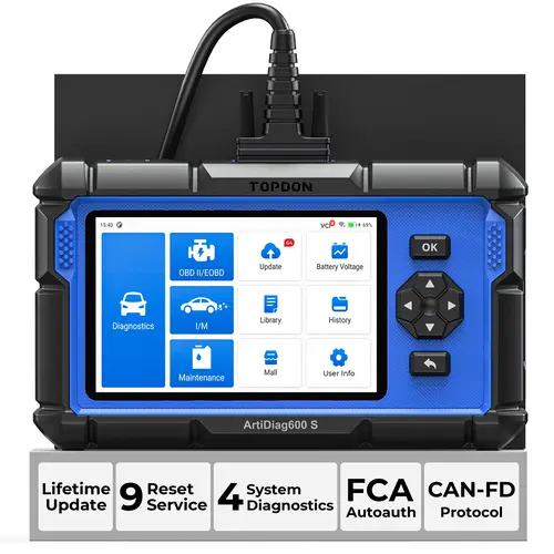 TOPDON AD600S ABS/SRS/AT/Engine Code Reader, 9 Reset Services, Free Lifetime Upgrade Scan Tool Car Battery Tester