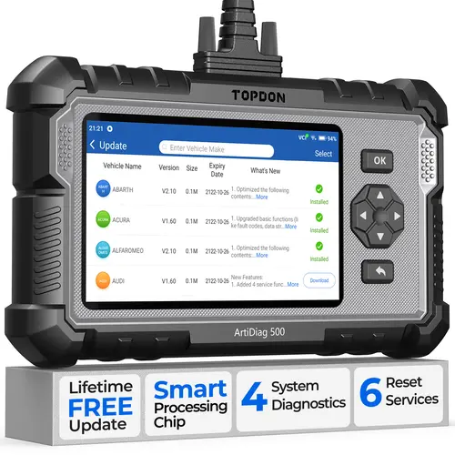 TOPDON AD500 OBD2 Scanner Oil/SAS/Throttle Reset Engine/ABS/SRS/Transmission, AutoVIN, Car Check Engine Code Reader with Battery Test, Lifetime Wi-Fi Free Update Steering Vehicle Bidirectional Scan Tool