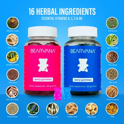 BEARVANA All-In-One Women's Wellness Gummies Combo Pack | The Daily Gummies Worth the Hype  | 16 Herbal Ingredients + Vitamins A, C, E & B6 | Berry Flavor | One Monthy Supply | 120 Gummies