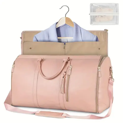 Unisex Pu Leather Large Capacity Crease-resistant Clothes Storage Bag, Summer Outfits 2024 Zipper Duffel Travel Duffels Portable Carry on Weekender Bag for Travel Use, Travel Essentials, Unique Bags