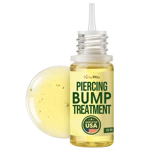 BodyJ4You Piercing Keloid Bump Removal - Natural Oil Piercing Bump Treatment - Nose Septum Belly Ear Cleaner Soothing Skin Recovery Solution - Safe Care Piercing Reduce Appearance Scars Body Oil Duo Flower