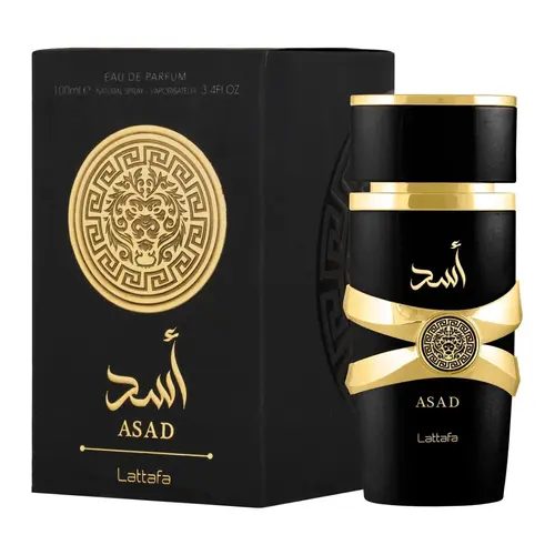 Lattafa Asad Eau de Parfum Spray for Men, 3.4 Oz (100ml) Single Item, Luxury Arabic Men's Fragrance, Bold Exotic Arab Perfume, Deodorant Gift