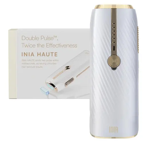 INIA HAUTE Double-Pulse IPL Laser Beauty Tool Upgrade - FDA Cleared, 2-Year Warranty, Handheld Auto Glide Facial & Body Hair Remover, Bikini Shaver Pick, Ideal Gift Item, Charger & Goggles Included