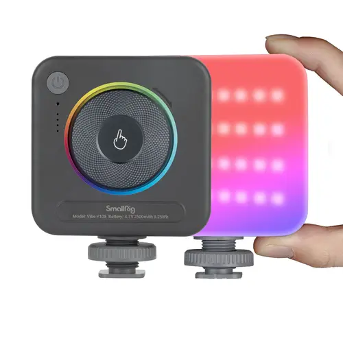 SmallRig P108 RGB Video Light,Portable LED Camera Lights 360° Full Vibrant Color Photography Lighting w 3 Cold Shoe, 2500mAh Rechargeable On-Camera Video Light Panel 2700K - 6500K for Youtube, Vlogging Christmas gifts 4055, Videography Equipment, Photosho