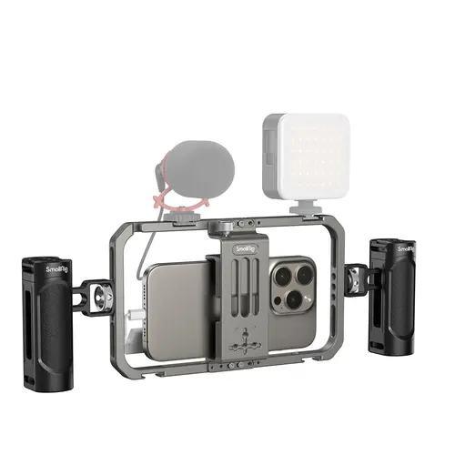 SmallRig Universal Phone Cage, Smartphone Video Rig Kit with Handles, Handheld Filmmaking Vlogging Case Stabilizer for Videomaker, for iPhone for Samsung for Pixel and Other Android Phones for iphone 17 Pro/MAX Selfie Cellphone 4121,back to school