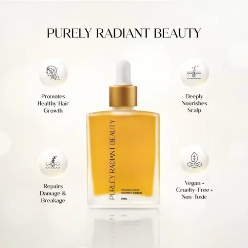 Purely Radiant Beauty Hair Growth Oil – Nourishing & Strengthening Formula for Thicker, Fuller Hair – Promotes Healthy Scalp – Rosemary, Peppermint, Castor & Black Seed Oils – Special Blend of Imported Oils & Herbs – 50ML