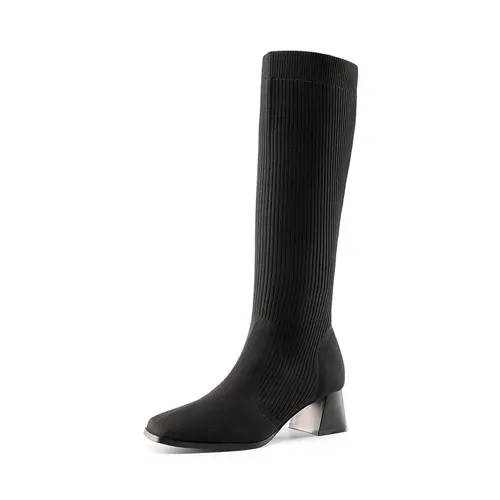 Dream Pairs Women's Square-Toe Block-Heel Knee-High Footwear - Soft Padded Insole, Breathable, Arch Support, Women's Walking Shoes,shoes for back to school,back to school shoes