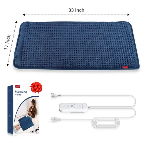 Comfytemp 17''x33'' King Size Electric Heating Pad Appliance - Extra Large Back Pain Relief Pad, Soothing Steady Warmth Eases Stiff Muscles, Father's Day Gift (Blue)