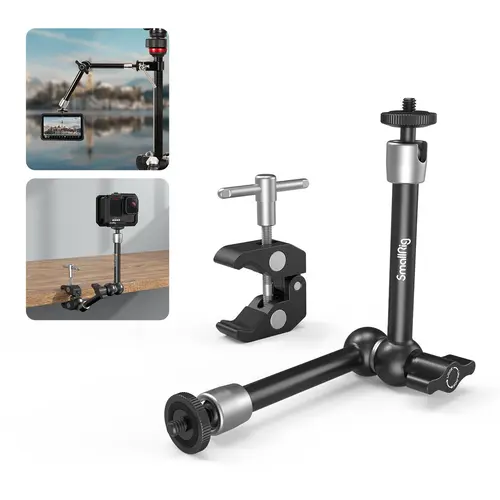 【DealsForYouDays】SmallRig Clamp with 1/4" and 3/8" Thread and 9.8 Inches Adjustable Friction Power Articulating Magic Arm Friction Arm with 1/4" Thread Screw for LCD Monitor/LED Lights KBUM2732B Camera Smartphone Stabilizer Photography
