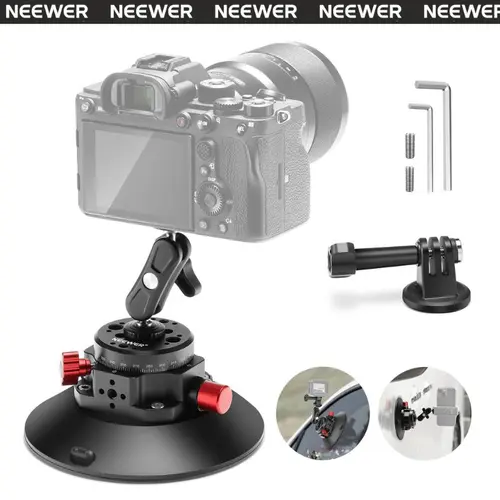NEEWER CA013 6 inches Heavy-Duty Car Suction Mount for Phone, Photography Equipment, Video Recording Camera - Aluminum Alloy Vacuum Cup, Ball Head, Magic Arm, 360° Adjustable, Car Accessory for Content Creator, Action Camera