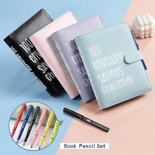 【Back to School Must-Have】100 Envelope Savings Book - Infinity Pencil, Monthly Budget Planner, Savings Challenge Planner, Finance Checklist Organizer, $5,050 Save Money Tool, Affordable Cute Office Supplies, Black Friday Gift Option
