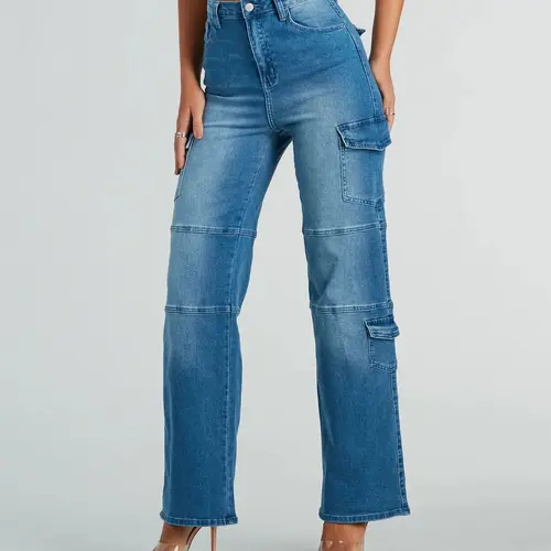 Cool Captured High Rise Cargo Denim Jeans