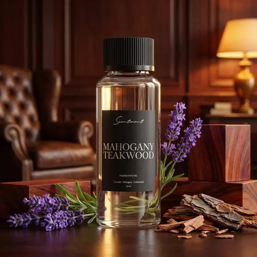 Scentiment Mahogany Teakwood Fragrance Oil - Lavender, Geranium, Cedarwood & Oak Scented with Rich Mahogany Notes - Sophisticated Woody Aroma