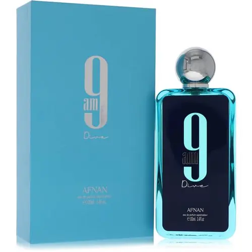 Afnan 9AM Dive Eau de Parfum Spray (3.4 oz) - Men's/Unisex Intense EDP, Elegant Fragranced EDP Liquid with Lemon, Ginger, Mint Aroma, Cedar, Patchouli Base, Fresh Citrus Woody Scent, Ideal for Office & Evening Wear, Adult Use, Single Bottle