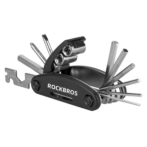 ROCKBROS Pocket-Size Foldable Bicycle Repair Kit for DIY Maintenance & Tire Repairs, 16-in-1 Multi-Function Steel&POM Allen Wrenches & Screwdrivers, 7.8oz Cycling Bicycle Accessories