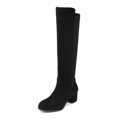 Dream Pairs Women's Chunky Knee-High Stretch Soft Suede Shoes - Summer Vibes Footwear, Boot,shoes for back to school,back to school shoes