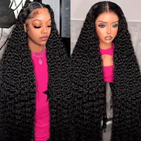 Subella 13x6 HD Transparent Lace Front Wig Human Hair - Deep Wave, 220% Density, Pre-Plucked, Bleached Knots, Minimal Shedding, Adjustable Straps, Natural Color Lace Curly Wig