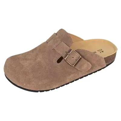 EVELLYHOOTD Women Men Genuine Suede Round Toe Cork Footbed Clogs Potato Shoes Slide Outdoor Gym Shoes with Arch Support Flat Buckle Clogs Retro Fashion Walking Shoes Slippers 【Wide Feet PLS SIZE UP 】