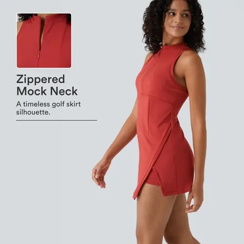 Halara Zipper Racerback Split Side Pocket 2-Piece Mini Tennis Active Dress #BackToSchool