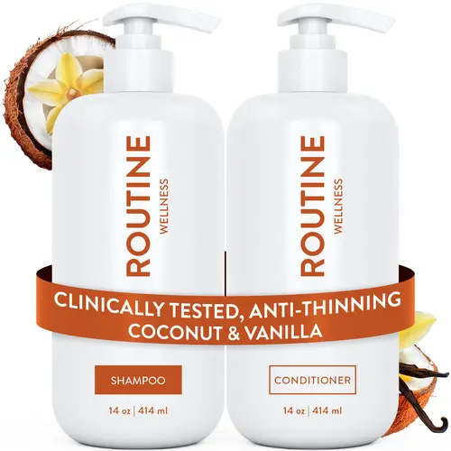 Routine Wellness Anti-Thinning 14oz Shampoo & Conditioner Set for Thinning Hair & Hair Loss - Sulfate-Free, Color-Safe, Biotin & Peptides, Nourishing Botanicals