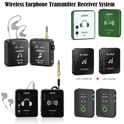 【CRAZY DEAL】LEKATO MS-1 Guitar Wireless in Ear Monitor System Set,2.4G Stereo IEM Wireless System,with Transmitter Beltpack Receiver Kit,Automatic Pairing,for Studio Band Rehearsal Live Performance,Music Player Singer Song Writer Friend Christmass Gift, A