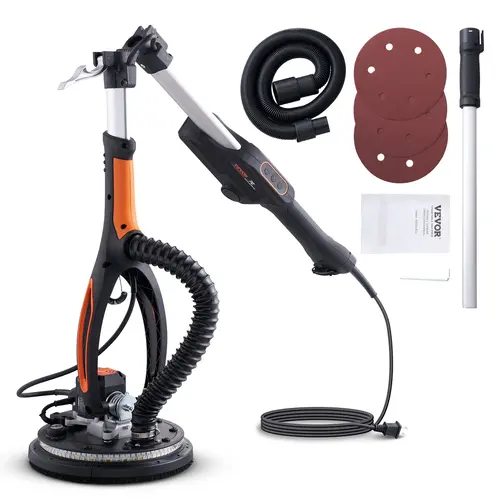 【Summerfinds】VEVOR 215mm Brushless Motor Corded Power Tool Drywall Sander, Variable Speed Foldable Random Orbital Polisher, Portable Orbital Polisher, Double-Deck Vacuum-Compatible Wall Finishing Tool (Dust Bag Not Included) for DIY Home Projects