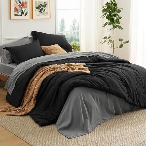 【Deals For You Days】Bedsure Reversible Soft Comforter Set - Moody Bedroom Style,5 Pieces Ultra-Soft Boho Comforter Machine Washable with Sheets Pillowcases & Shams Fits Mattresses OEKO-TEX Certified for Safety