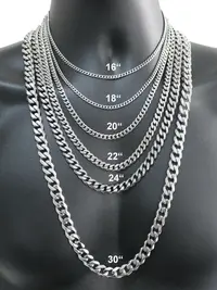 3/5/7/9/11mm Stainless Steel Silver Color Cuban Curb Chain Necklace Choker 16-30" for Men Women Daily Jewelry Christmas Gift