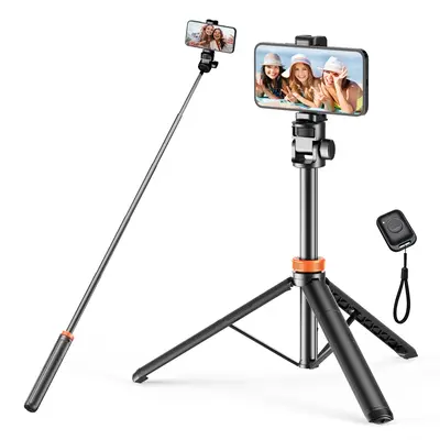 61-in Smartphone Selfie Stick with Wireless Remote & Upgraded Stable Tripod Stand - Phone Holder, Camera Accessory, Vlogging Equipment, Content Creator Tool for iPhone 17/16/15/14/13 & Cellphone Mobile Devices (Travel Use)