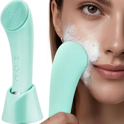 Facial Cleansing Brush, PRITECH Heatable Vibrating Face Scrubber with Massage, Silicone Face Scrubber for Women & Men, Electric Facial Cleanser for Deep Cleansing, Gentle Exfoliating minihygieneproducts. SummerWins  DealsForYouDays
