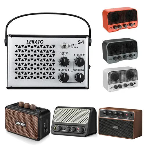 【Limited Time Deal】LEKATO Guitar Amplifier 10W Metal Shell Sliver Color AMP & 5W Mini Bluetooth JA02-II Portable Rechargeable Electric Bass Amp Home Boy Girl Mother Father Gift A Must-have for Professional Guitarists, Audio, Speaker, Usb Cable