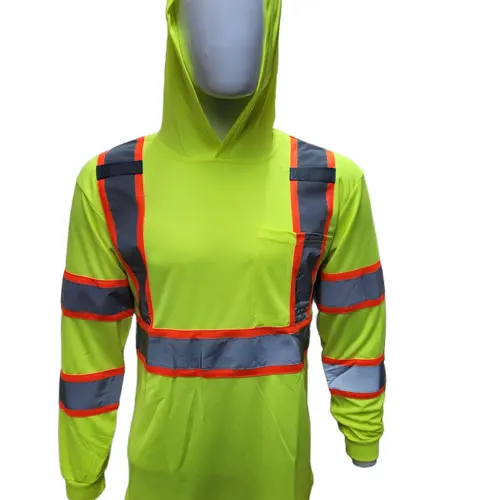 ST908 High Visibility Hoodie Long Sleeve Safety Shirt with hoodie Polyester Birdeye Mesh in various colors